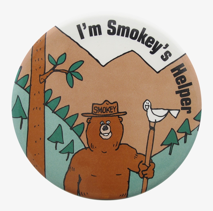 Smokey's Helper Cause Button Museum - Smokey The Bear Pin - I'm Smokey's Helper - Full Colour, transparent png