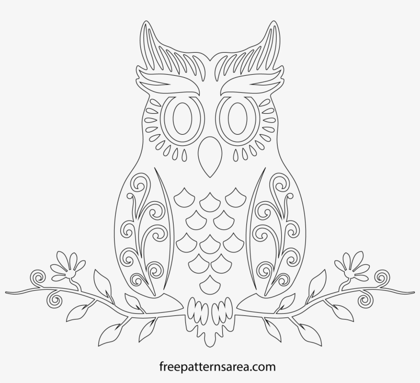 Cute Owl Vector Art Cutting Template Outlines, Owl - Drawing, transparent png