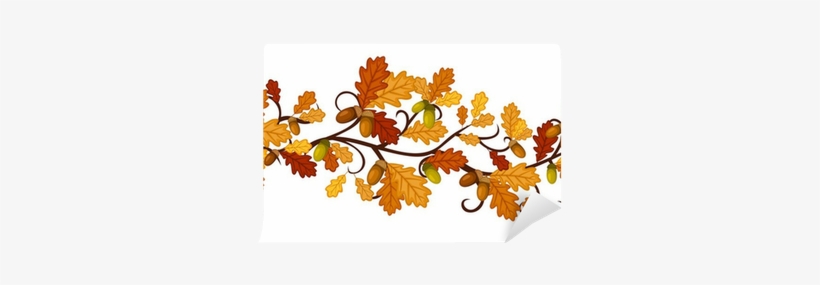Vector Horizontal Seamless Pattern With Autumn Oak - Paski Samoprzylepne Na Ścianę, transparent png