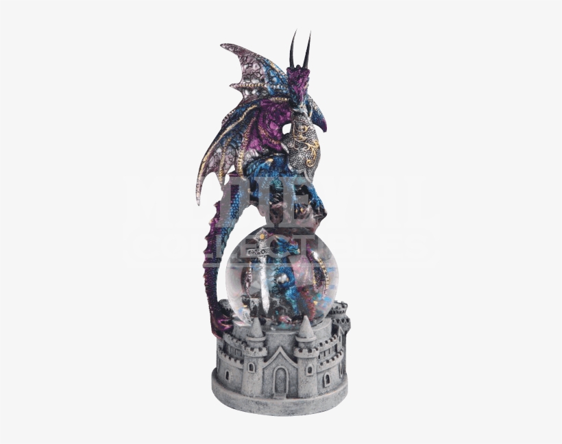 Blue Dragon With Castle Base Snow Globe - Snow Globe, transparent png
