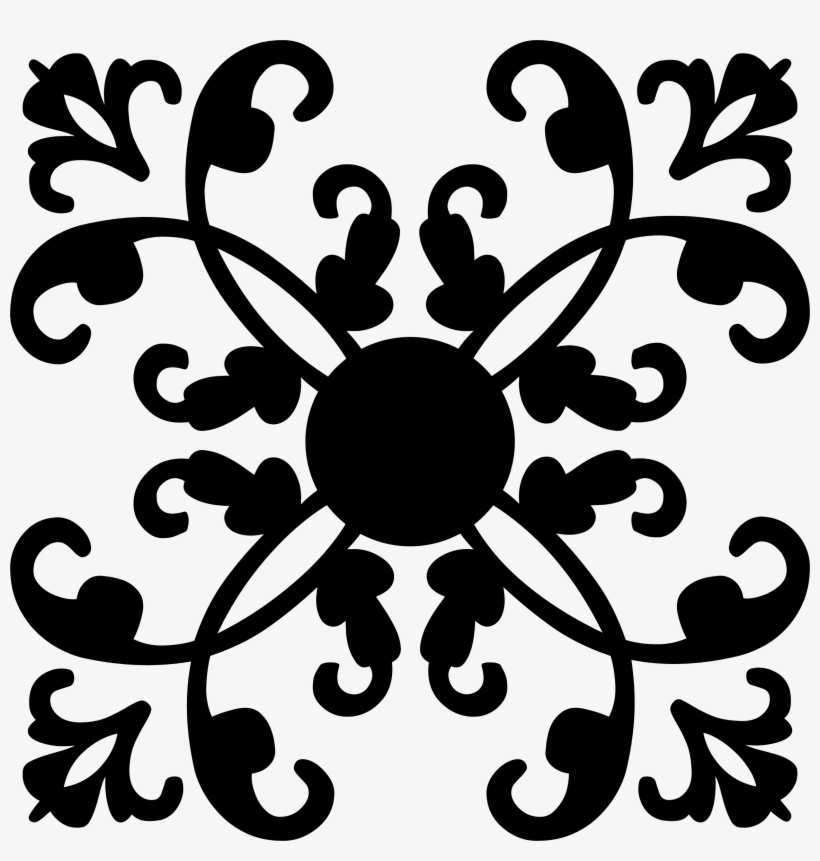Clipart Ornamental Flourish Design Silhouette Png Flourish - J Boutique Stencils Damask Wall Stencil - Medium Size, transparent png