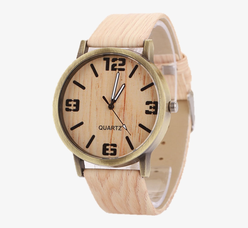 Faux Oak Wood Watch - Wooden Quartz Watches Casual Wooden Leather Strap Watch, transparent png
