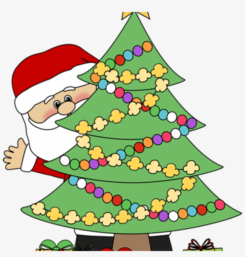Clip Art Christmas Tree Christmas Clip Art Santa Behind Free 