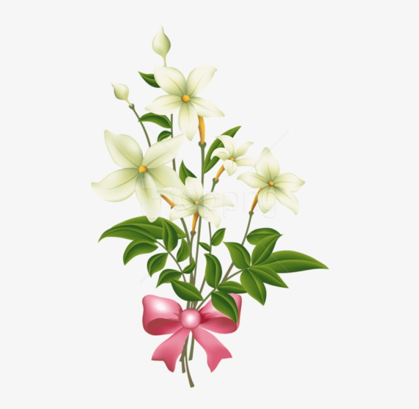 Free Png Download White Flowers With Pink Bow Png Images - Pink And White Flowers Png, transparent png