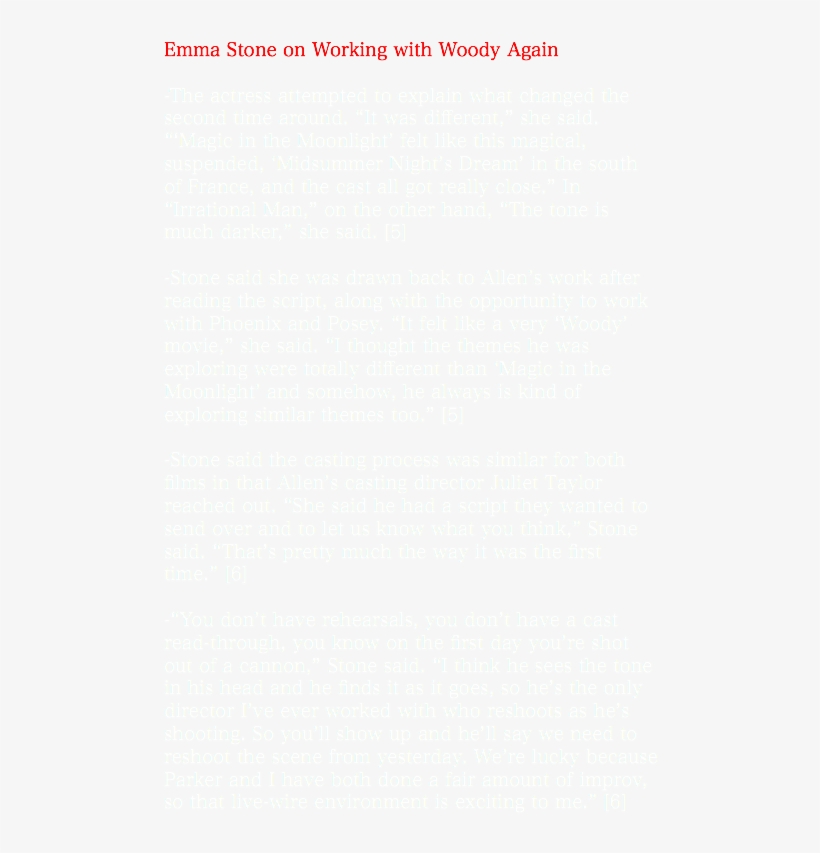 Emma Stone On Working With Woody Again -the Actress - Colorfulness, transparent png