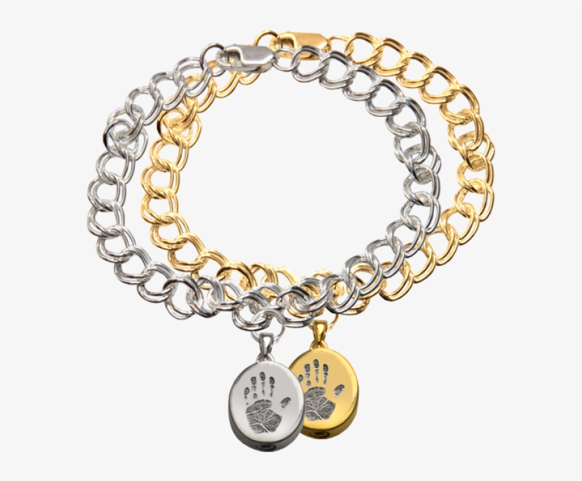 Petite Oval Charm With Handprint Bracelet - Charm Bracelet, transparent png