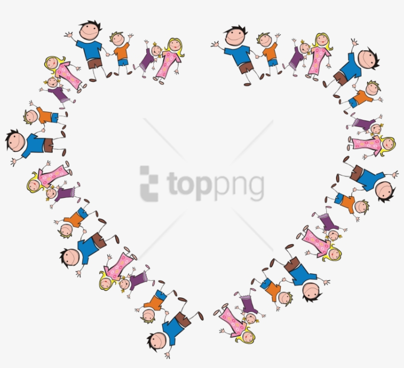 Free Png Freeof A Heart Frame Made Of Stick Family - Stick Figure Family Heart, transparent png