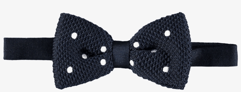 Knitted Navy Blue White Spots - Gravata Borboleta Png Preta, transparent png