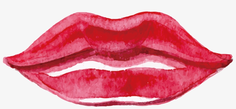 Lip Watercolor Painting Kiss - Kiss Watercolor Png, transparent png