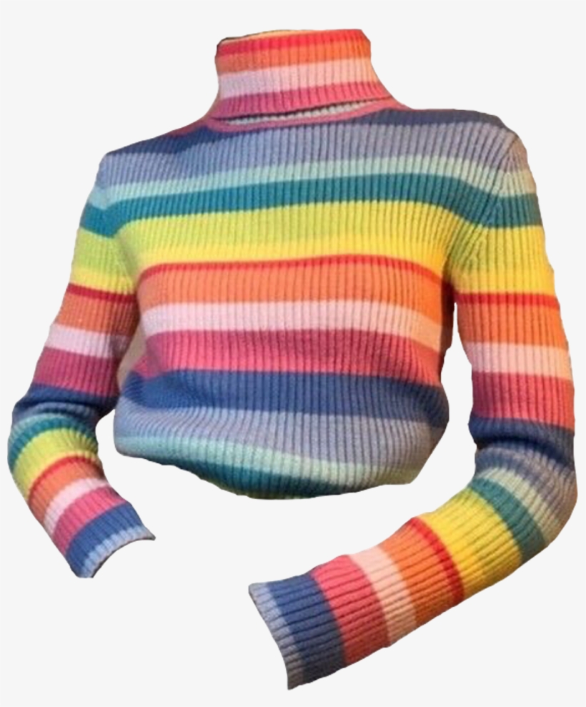 #rainbow #sweater #clothes #shirt #pink #blue #green - Polyvore Clothes Png, transparent png