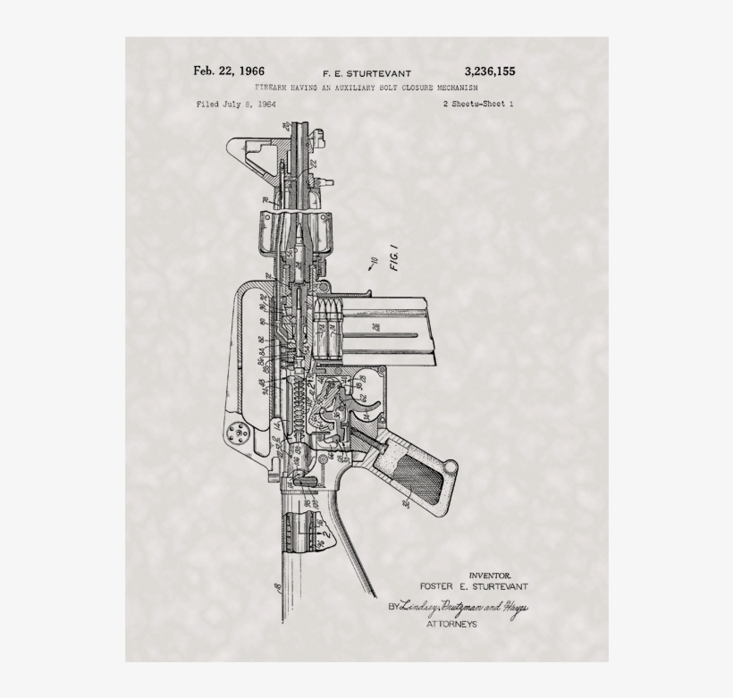 M16 Rifle, - Rifle Black And White Gun Patent Prints, transparent png