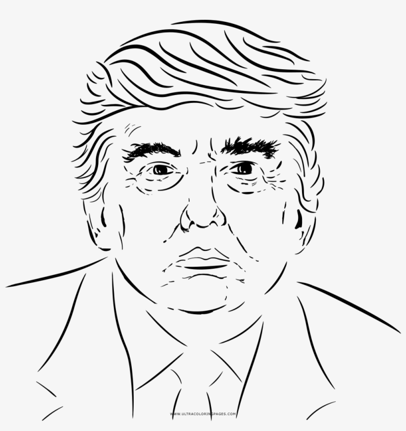 Donald Trump Coloring Page - Line Art, transparent png