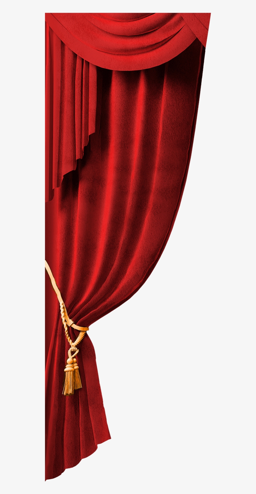 Left Drape Of Red Curtain - Theater Curtain, transparent png