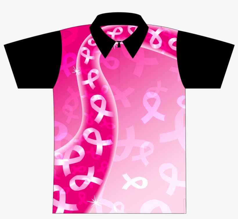 Dye Sublimated Jersey Style 0025 Pink White Ribbon - Polo Shirt, transparent png