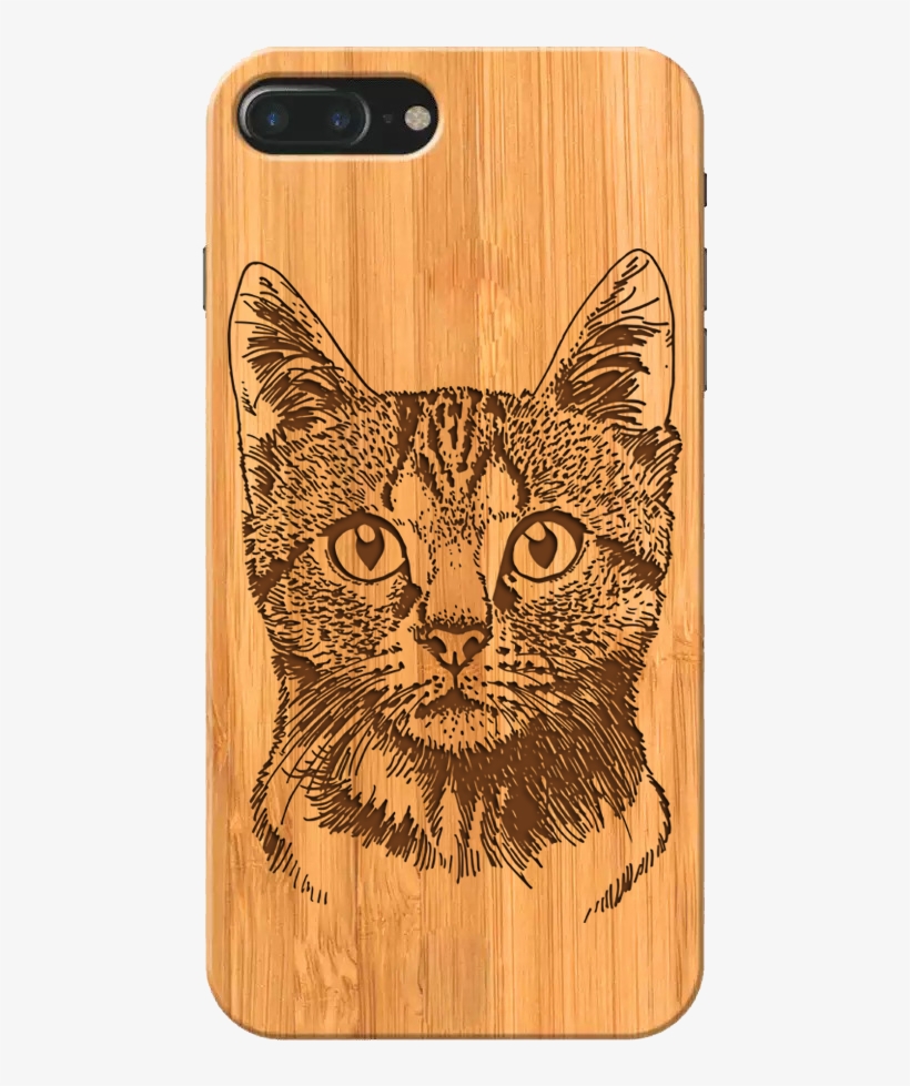 Cat Head Wooden Phone Case - Smartphone, transparent png