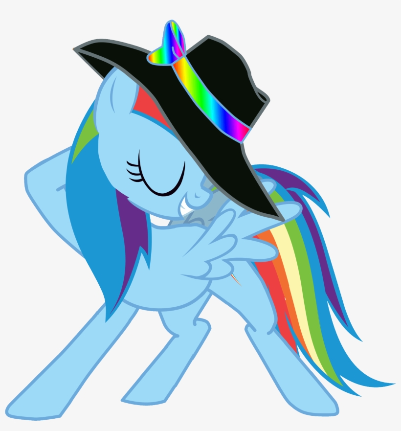 Rainbow Dash Being Fabulous Wearing A Rainbow Hat - Mlp Rarity With Hat, transparent png