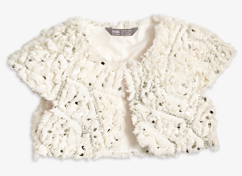 Sequin Fake Fur Bolero White - Crochet, transparent png