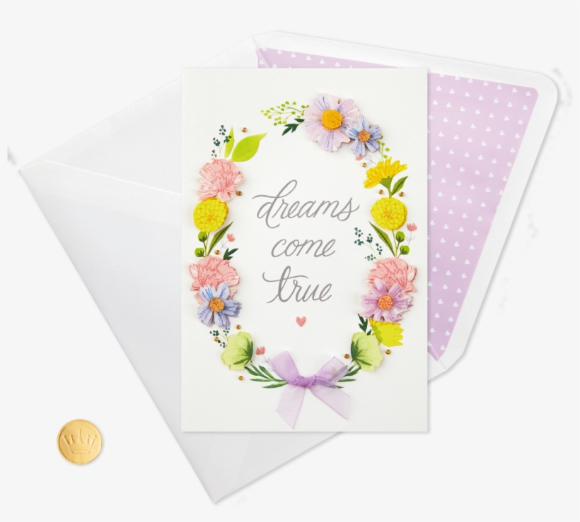 Dreams Come True Floral Wreath Congratulations Card - Greeting Card, transparent png