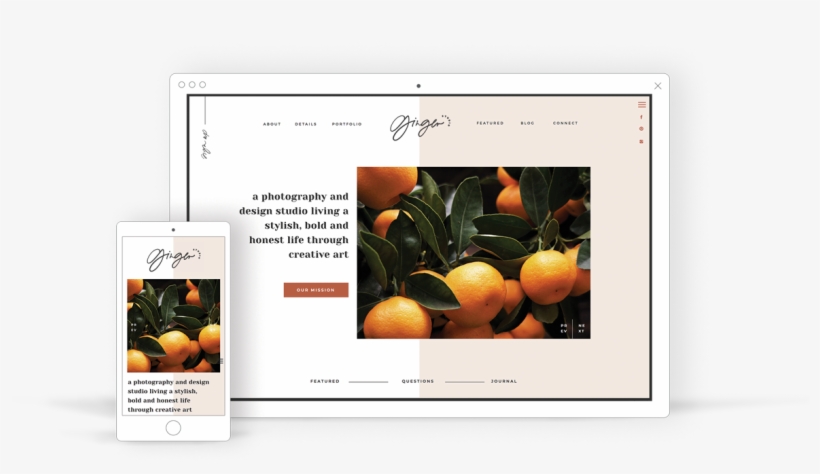 Modern & Bold Showit Website Template For Creative - Ginger Saffron Avenue, transparent png