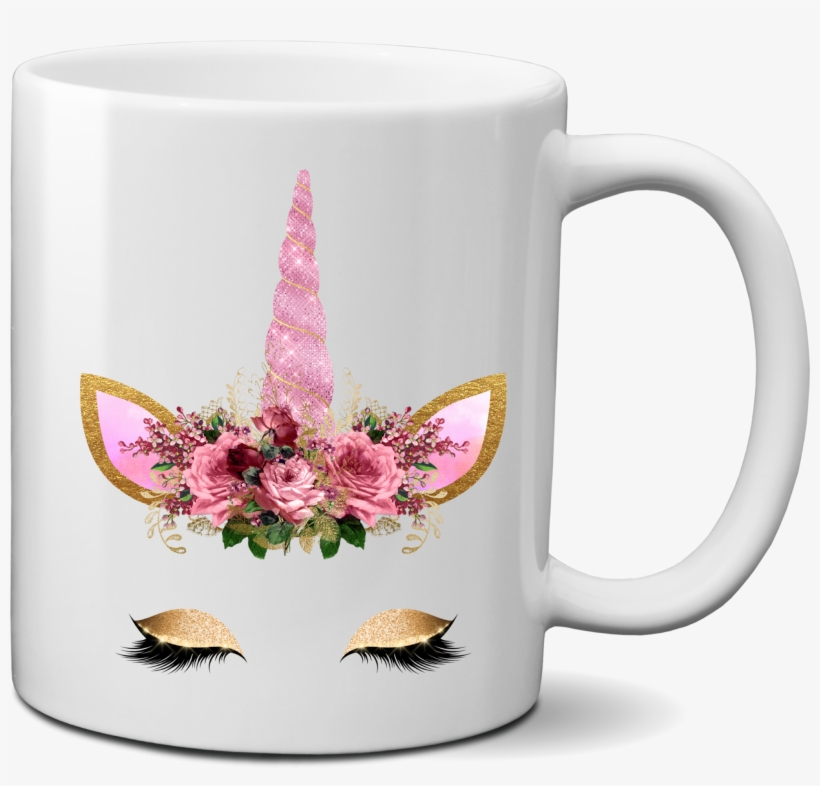 Unicorn Face Coffee Mug With Eye Shadow Lashes 11oz - Unicorn Face Mug, transparent png
