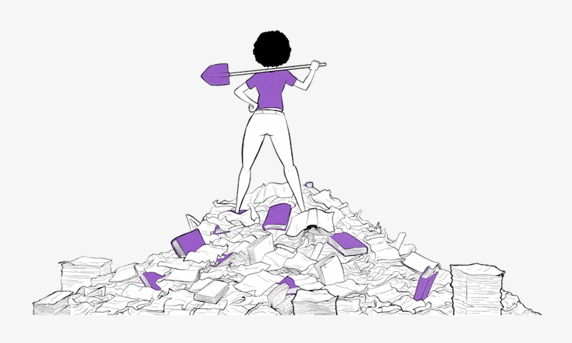 Student Holding A Shovel On A Pile Of Homework - Illustration, transparent png