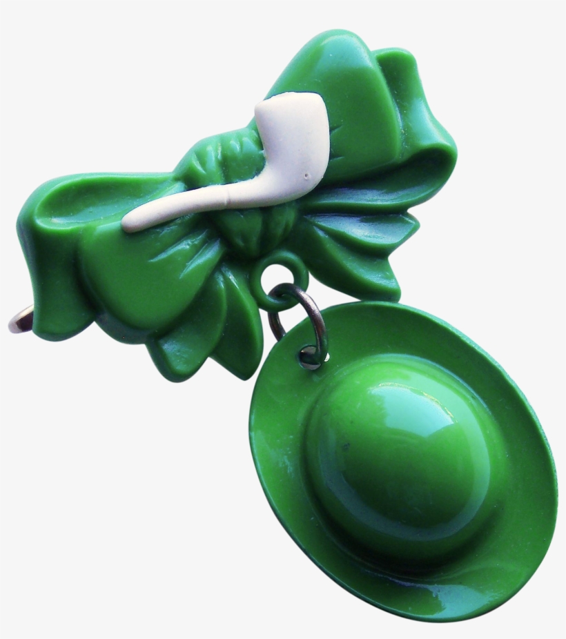Lucky Leprechaun Hat & Pipe Vintage Green Plastic Pin - Pendant, transparent png