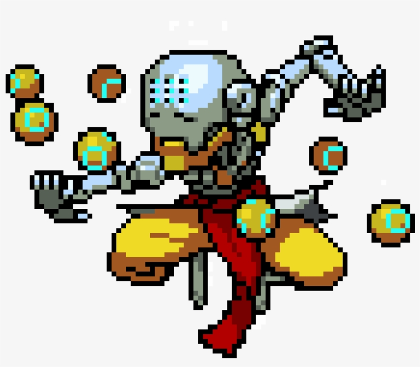 Zenyatta Pixel Art - Overwatch Pixel Spray Grid, transparent png
