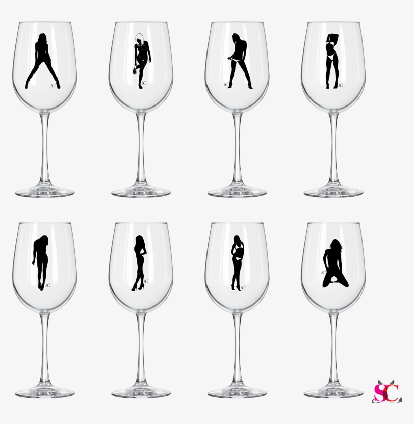 8 Sexy Woman Glasses - Wine Glass, transparent png