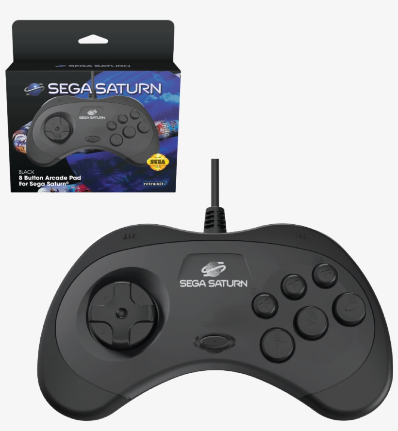 Sega Saturn 8-button Arcade Pad - Retro-bit Saturn Controller, transparent png