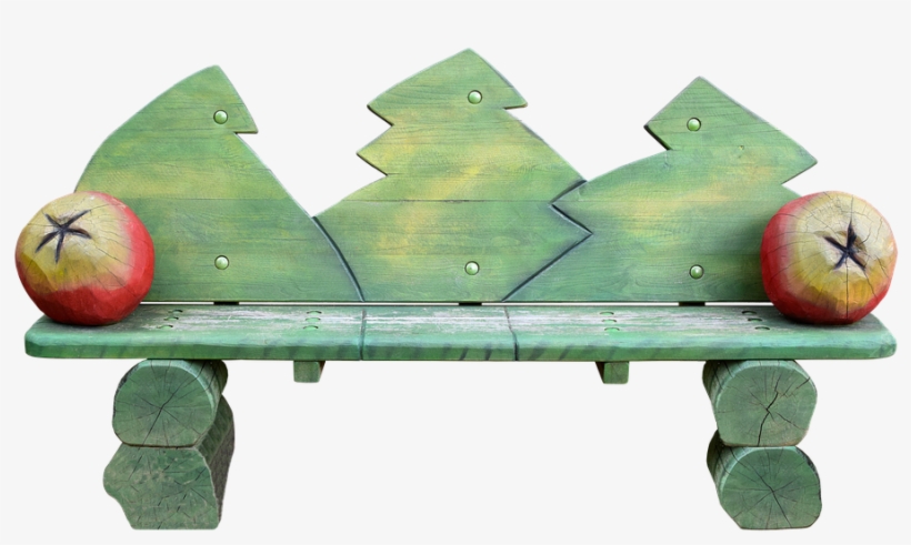 Bank, Wood, Apple, Green, Rest, Nature, Seat, Isolated - Bench, transparent png