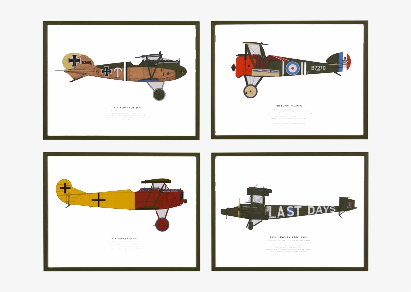 Set Of 4 Large Vintage Airplanes - Propeller-driven Aircraft, transparent png