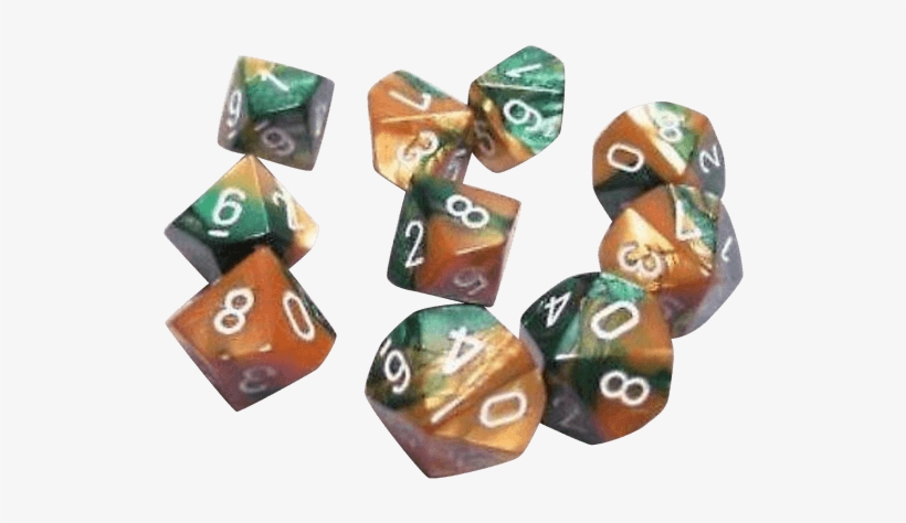 Opaque Dice D10 Gemini Gold Green White X10 - Figurine, transparent png