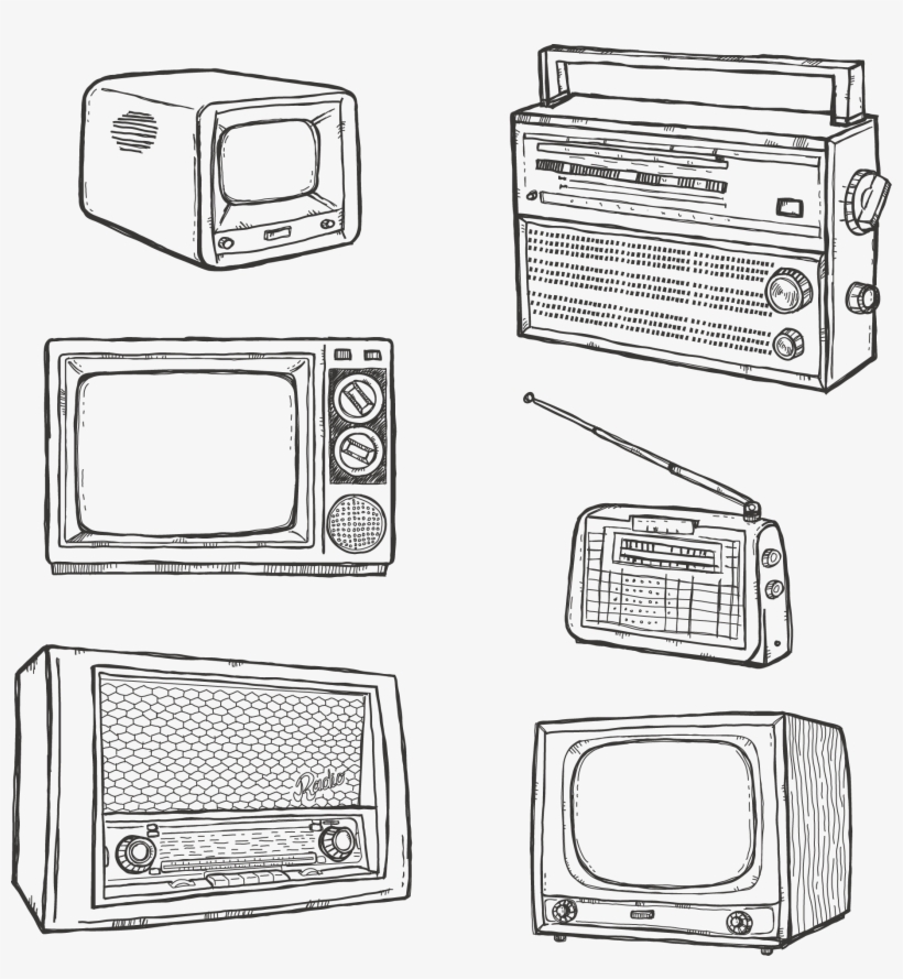 Television Hand Drawn Retro Tv - Sketch Of Tv Radio, transparent png