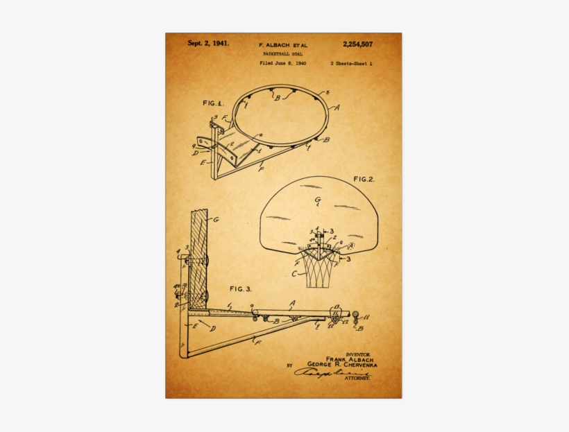 Basketball Hoop Patent Poster - Diagram, transparent png