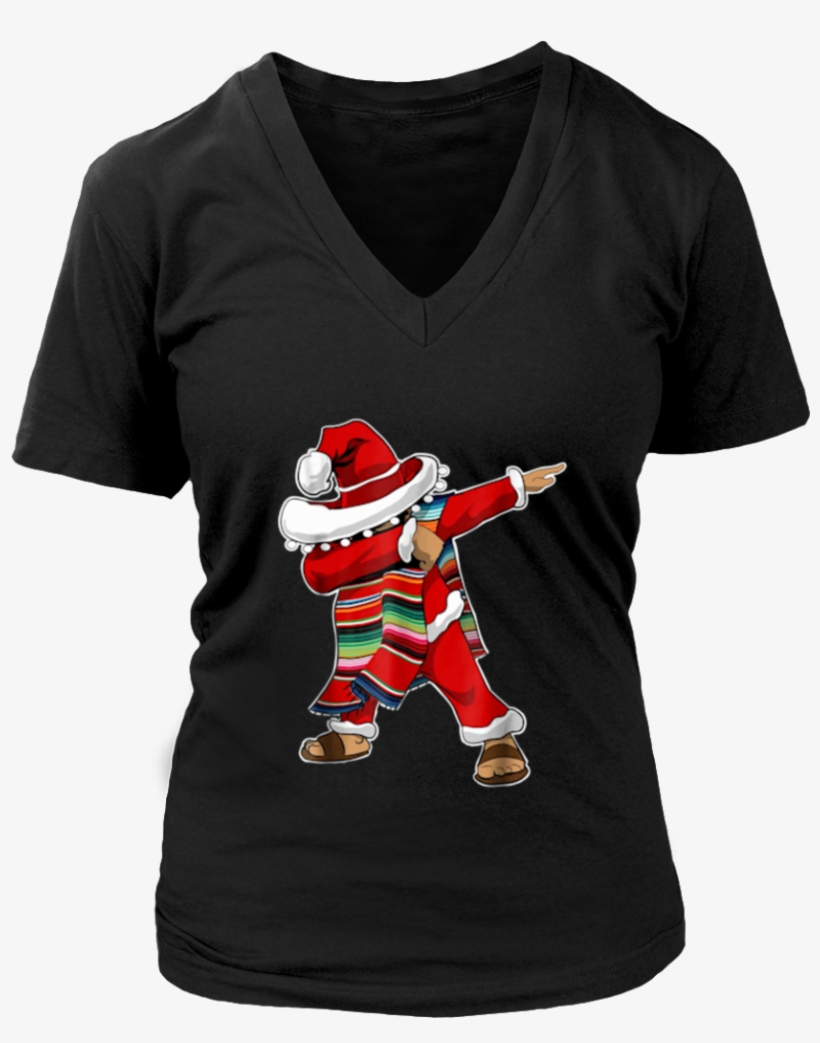 Christmas Sombrero Dabbing Mexican Poncho Santa T-shirt - T-shirt, transparent png