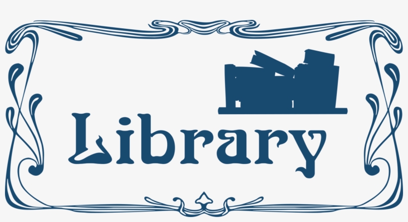 School Library Art Nouveau Ornament Door Sign - Clipart Library Sign, transparent png