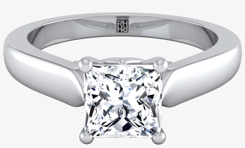 Princess Cut Diamond Engagement Ring With Scroll Gallery - Princess Cut, transparent png