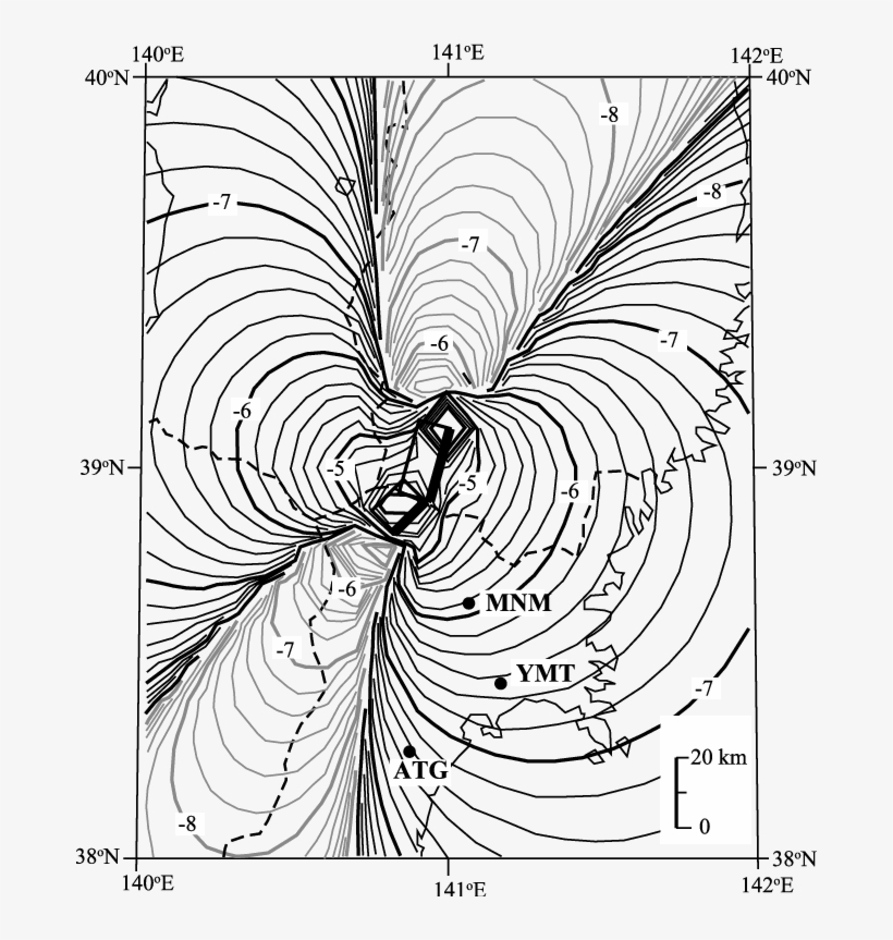 Distribution Of Static Volumetric Strain Changes Associated - Line Art, transparent png