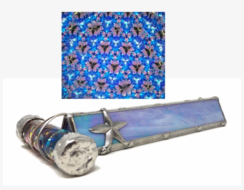 Sea Garden With Starfish In Light Blue Iridescent Stained, transparent png