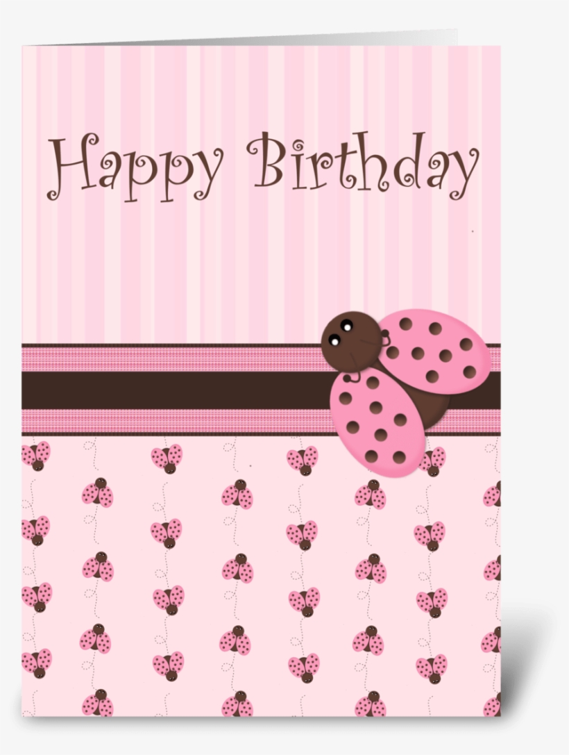 Pink & Brown Ladybug - Happy Birthday, transparent png