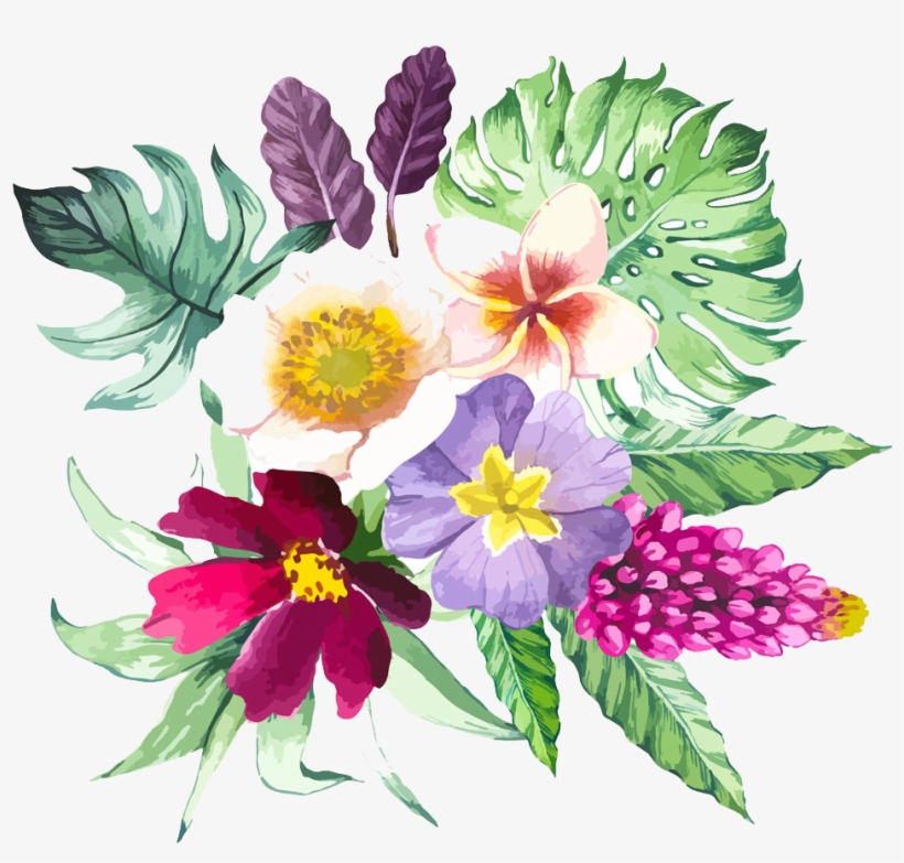 Illustration Beautiful Floral - Watercolor Tropical Flower Bouquet, transparent png