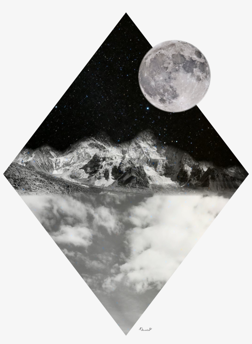 Galaxy Mountain Art Print - Moon, transparent png