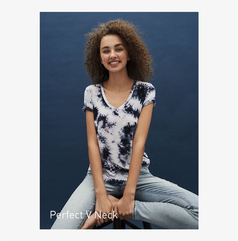 Girls Perfect V Tee - Sitting, transparent png