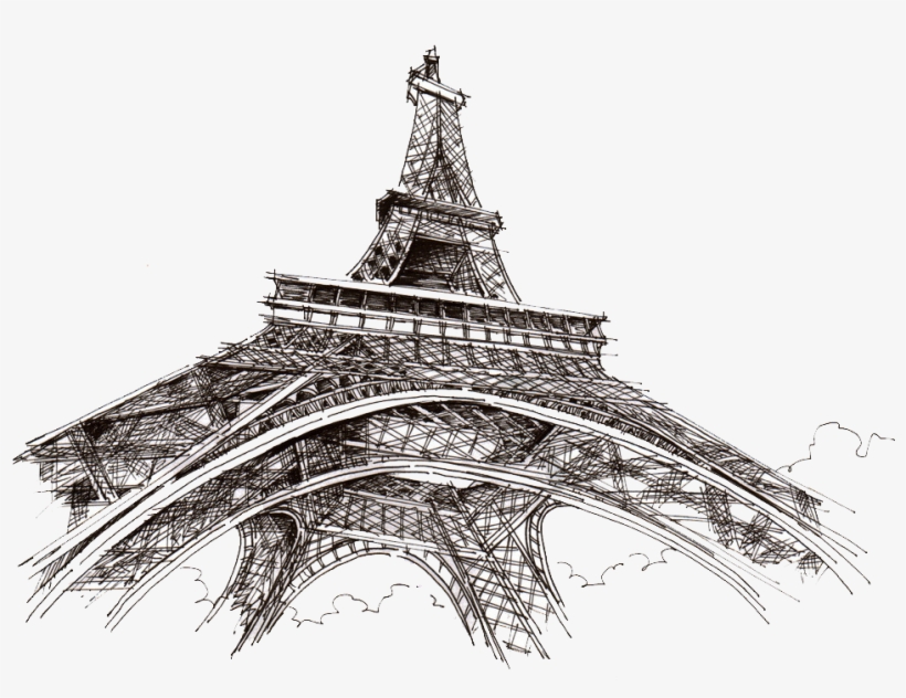 Eiffel Tower Champ De Sketch Transprent Png - 手繪 艾 菲 爾 鐵塔, transparent png