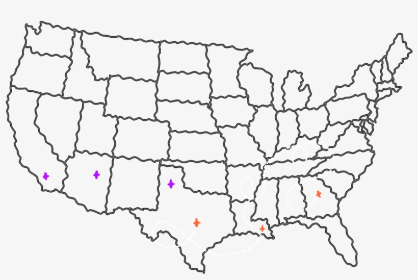 Atlanta To New Orleans - High Resolution Blank Us Map, transparent png