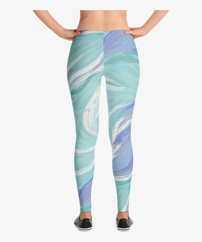 Green Blue Waves Impressionism Yoga Leggings - Capri Pants, transparent png