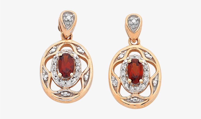 Rose Gold Garnet And Diamond Earrings - Earrings, transparent png