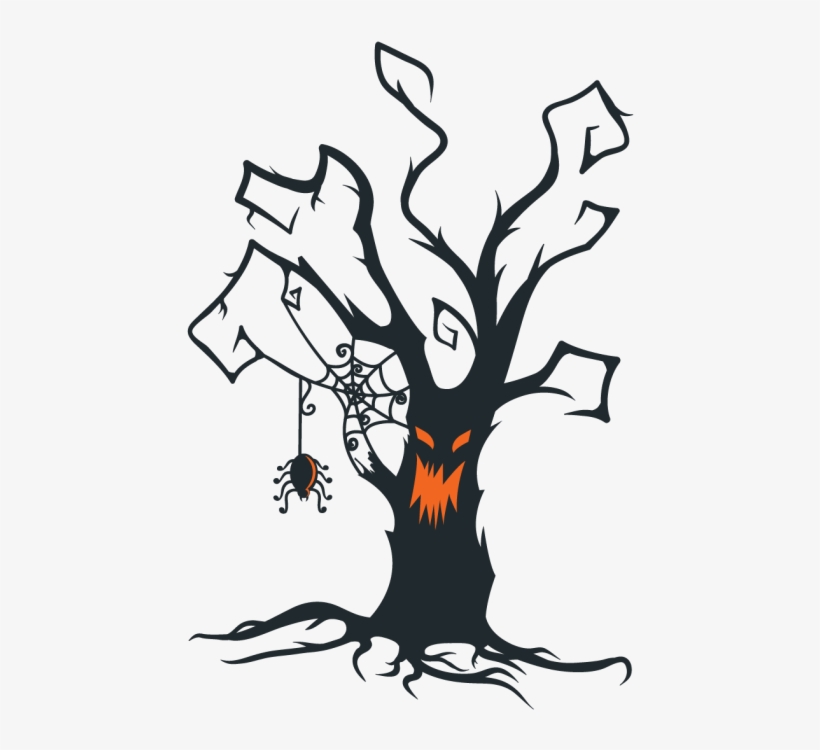 Gumtoo Designer Temporary Tattoos - Creepy Halloween Tree Silhouette, transparent png
