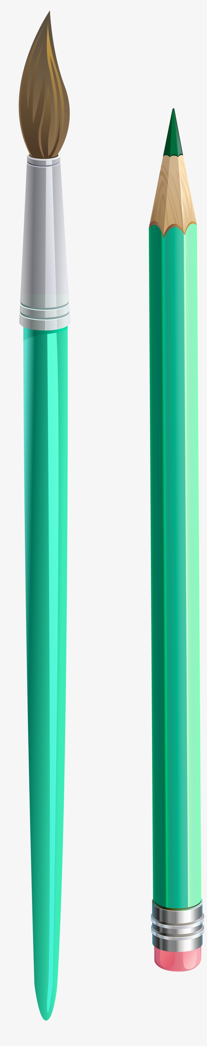 Brush Clipart Pensel - Pencil And Brush Clipart, transparent png