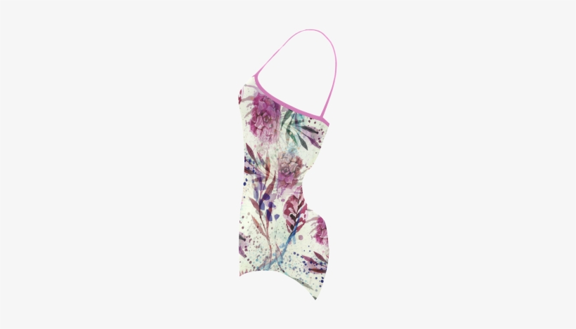 Watercolor Flowers Strap Swimsuit - Bikini, transparent png
